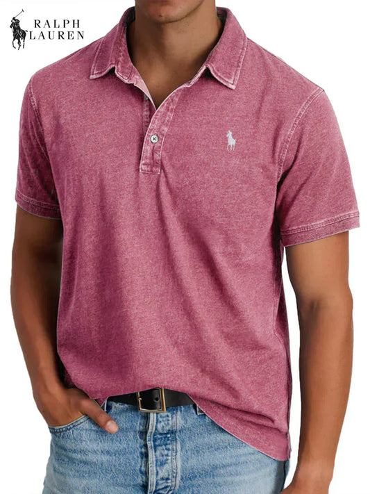Everyday Solid Color Retro Short Sleeve Collared Shirt
