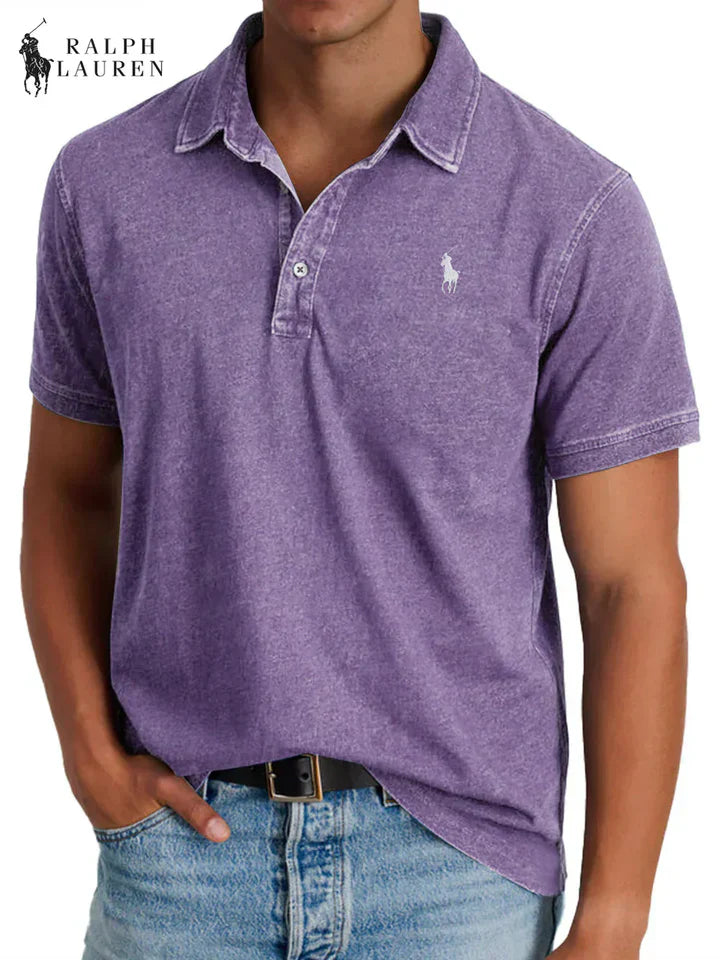 Everyday Solid Color Retro Short Sleeve Collared Shirt