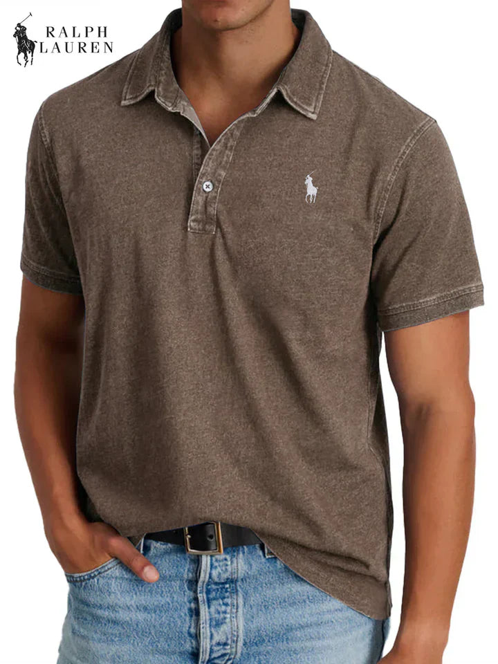 Everyday Solid Color Retro Short Sleeve Collared Shirt