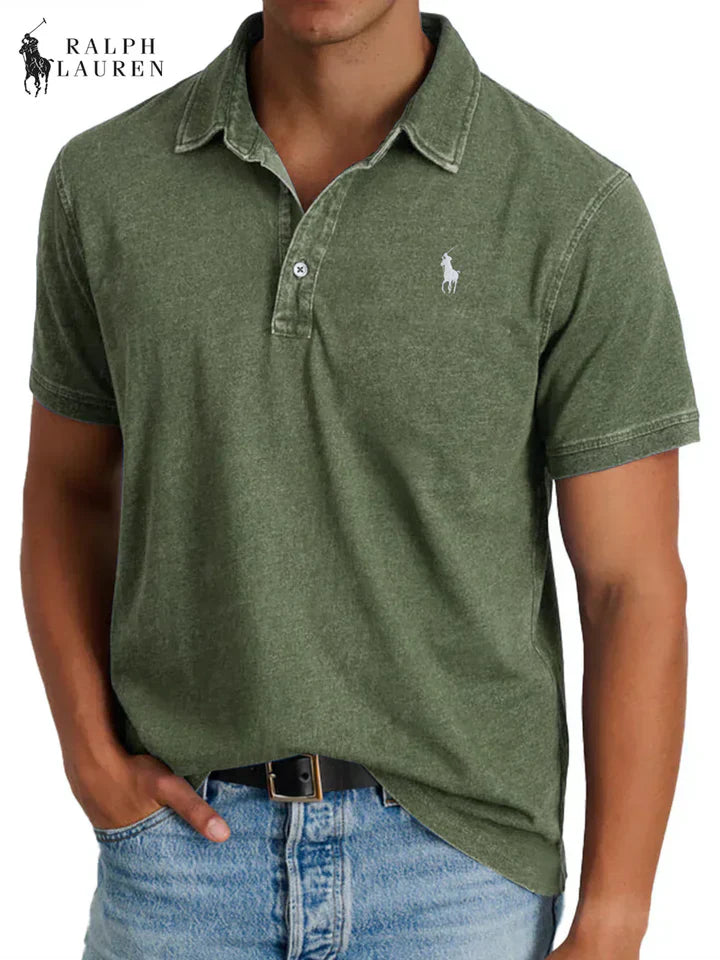 Everyday Solid Color Retro Short Sleeve Collared Shirt