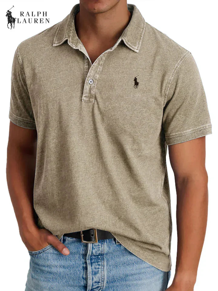 Everyday Solid Color Retro Short Sleeve Collared Shirt