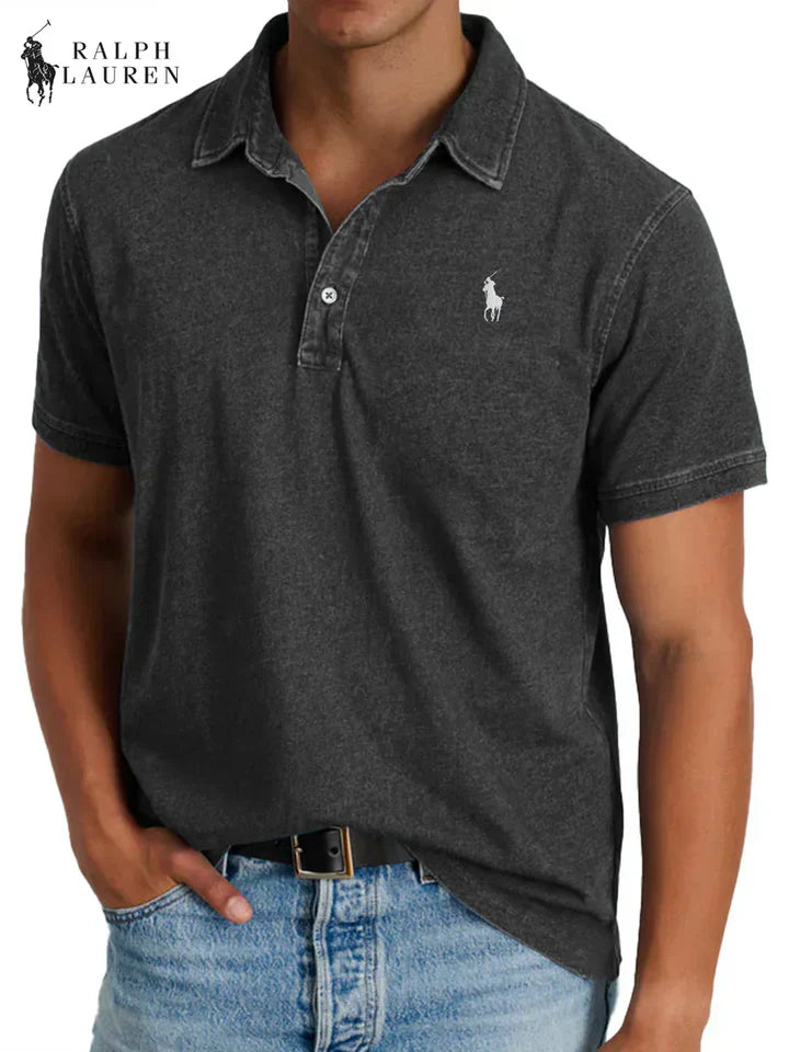 Everyday Solid Color Retro Short Sleeve Collared Shirt